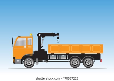 Side view of  Crane  truck Vector Illustration