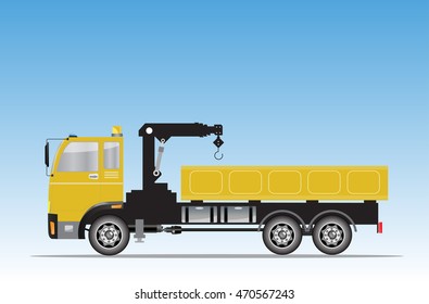 Side view of  Crane  truck Vector Illustration