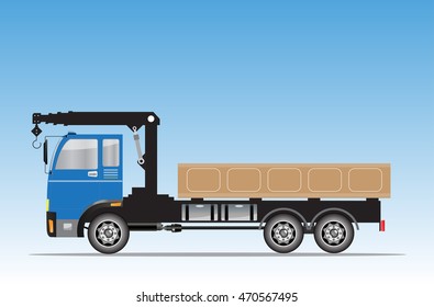 Side view of  Crane  truck Vector Illustration