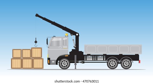 Side view of  Crane  truck Vector Illustration