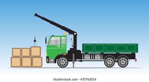 Side view of  Crane  truck Vector Illustration