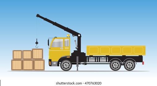 Side view of  Crane  truck Vector Illustration