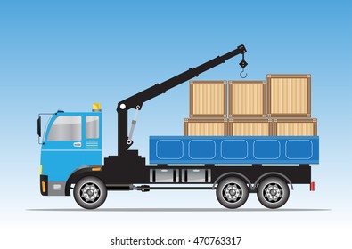 Side view of  Crane  truck Vector Illustration