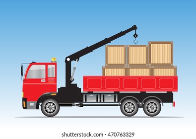 Side view of  Crane  truck Vector Illustration