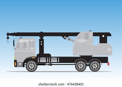 Side view of Crane truck Vector Illustration