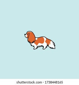 Vista lateral Cute Blenheim Cavalier King Charles Spaniel Dibujo Vector Ilustración para Perro Relacionado con Negocios