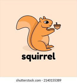 Side view cute cartoon squirrel logo Premium Vector