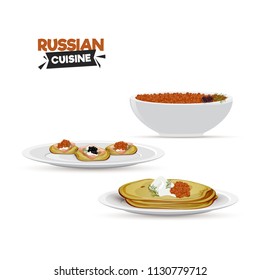 Side view of delicious Russian Cuisine for restaurants or food corners.