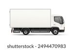 Side view Delivery Truck blank mockup. White Cargo Van with space for text or your branding design - realistic editable vector template isolated on white background. Horizontal blank for AD banner