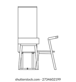 Side view of a desk set with desk, chair, and rack cabinet featuring a modern, functional design. Integrated storage and clean proportions suit home office or study interiors.