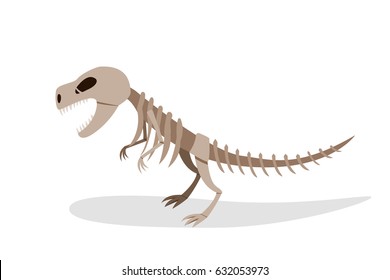 Side view dinosaur skeleton on white, vector