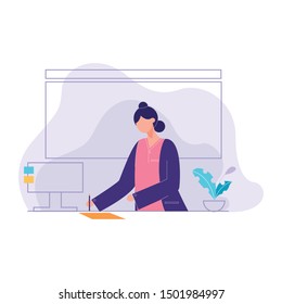 Side View Doctor Writing Prescription vector illustration