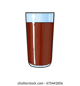 Side view drawing of chocolate milk, sketch vector illustration isolated on white background. 
