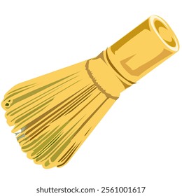 Side view drawing of wooden whisk for matcha tea vector