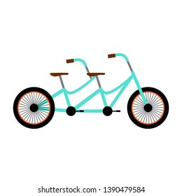 Side view of a dual bicycle for couples - Vector