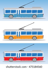 Side view of Electric bus or Trolley bus Vector Illustration