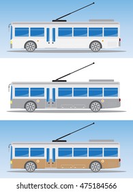 Side view of Electric bus or Trolley bus Vector Illustration