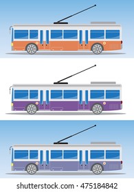 Side view of Electric bus or Trolley bus Vector Illustration
