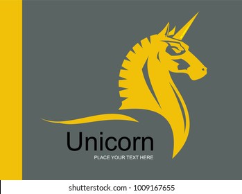 side view of Elegant unicorn horse. symbolizing power, dignity, etc.Suitable for team Mascot ,community identity, product identity, corporate identity, etc