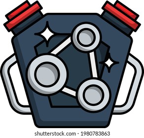Side View of Engine Bay with Belt Vector Color Icon Design, covid car cleaning service Symbol, Vehicle disinfection Sign, Shiny Engine Cleaning Concept, Drivetrain stock illustration