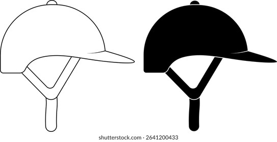 side view equestrian helmet icon set