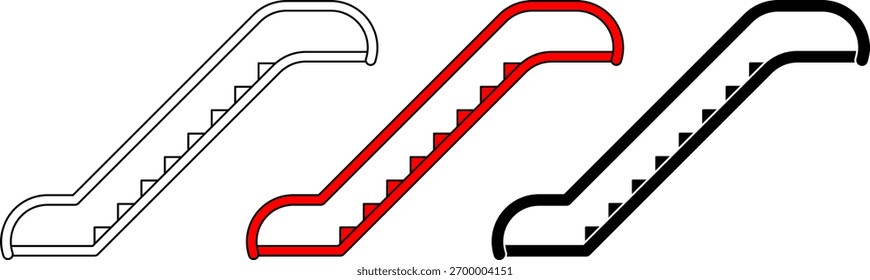 side view Escalator icon set