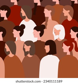 side view female community Different ethnicity women