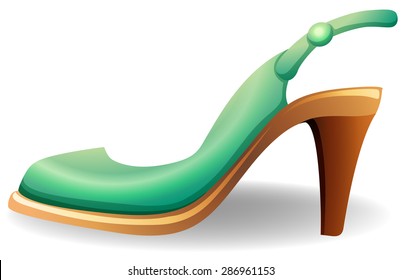 Side view of a female green high heel