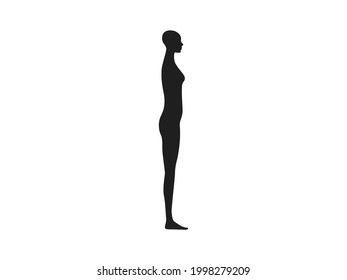 Side view of a female human body silhouette