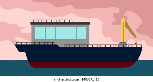 Side view of a fishing boat in a landscape - Vector