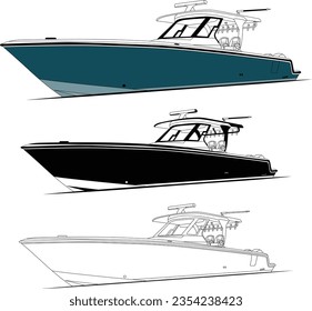 Side view fishing boat vector