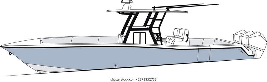 Side view fishing boat vector and illustration