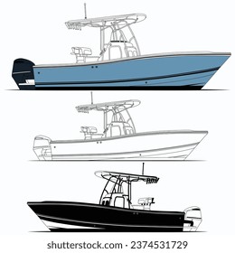 Side view fishing boat vector	
