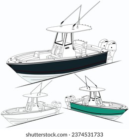 Side view fishing boat vector	

