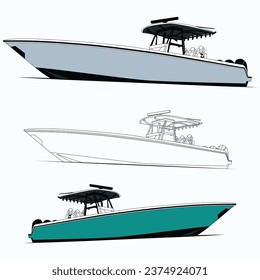 Vector de barco de pesca lateral