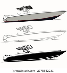 Side view fishing boat vector