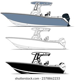 Side view fishing boat vector