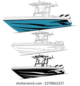 Side view fishing boat vector