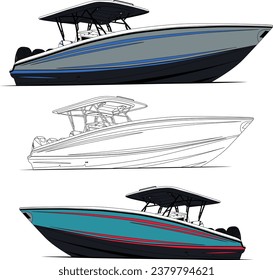  Seitenansicht Fischerboot Vektorgrafik Kunstgrafik.