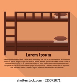 Side View flat vector illustration bunk bed and stairs