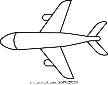Side view flying aircraft icon for aviation, airline, or travel concept illustration with transparent background