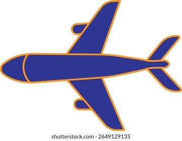 Side view flying aircraft icon for aviation, airline, or travel concept illustration with transparent background