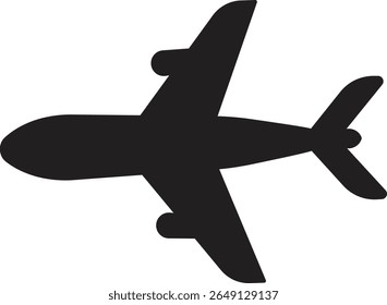 Side view flying aircraft icon for aviation, airline, or travel concept illustration with transparent background