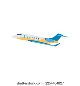 Side view of flying airplane vector illustration. Cartoon drawing of aircraft, traveling by air element isolated on white background. Tourism, adventure, immigration, aviation concept