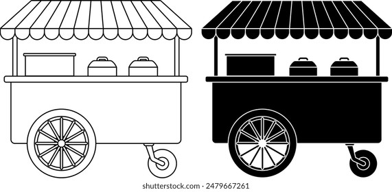 side view Food Cart icon set