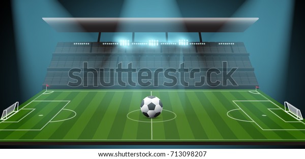 Side View Football Stadium Soccer Field Stock Vector Royalty Free