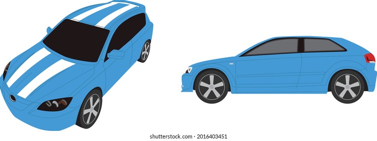 Side view and Front side high view of a sport car.