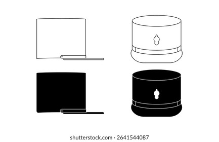side view and front view Kepi icon set isolated on white background
