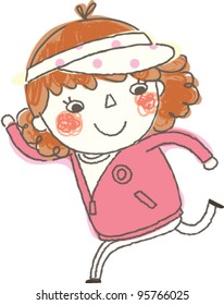 side view of girl running