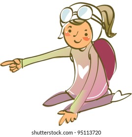 side view of girl sitting